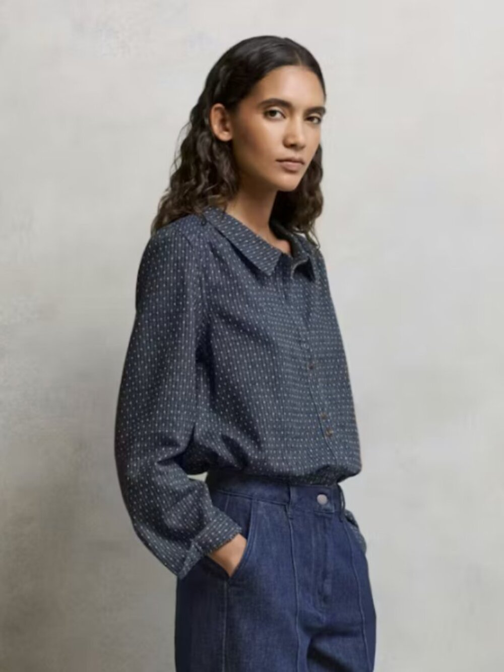 Poetry • Dash Weave Shirt • Hemp Organic Cotton • Indigo • Size 6 - Picture 7 of 9